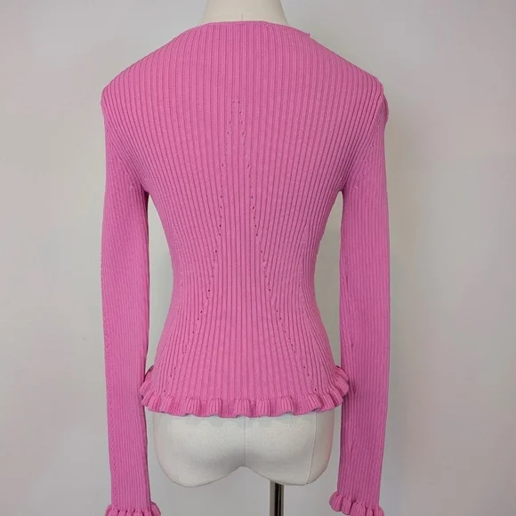 Endless Rose Pink Knit Top Size XS Long Sleeve Ribbed - Picture 7 of 12